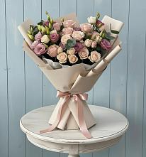 Букет цветов из:  Розы и Лизиантусы в Митькино