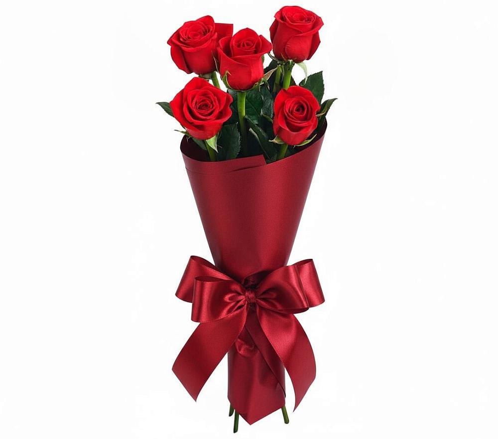 Букет 5 Красных роз Эдлесс Лав в Митькино