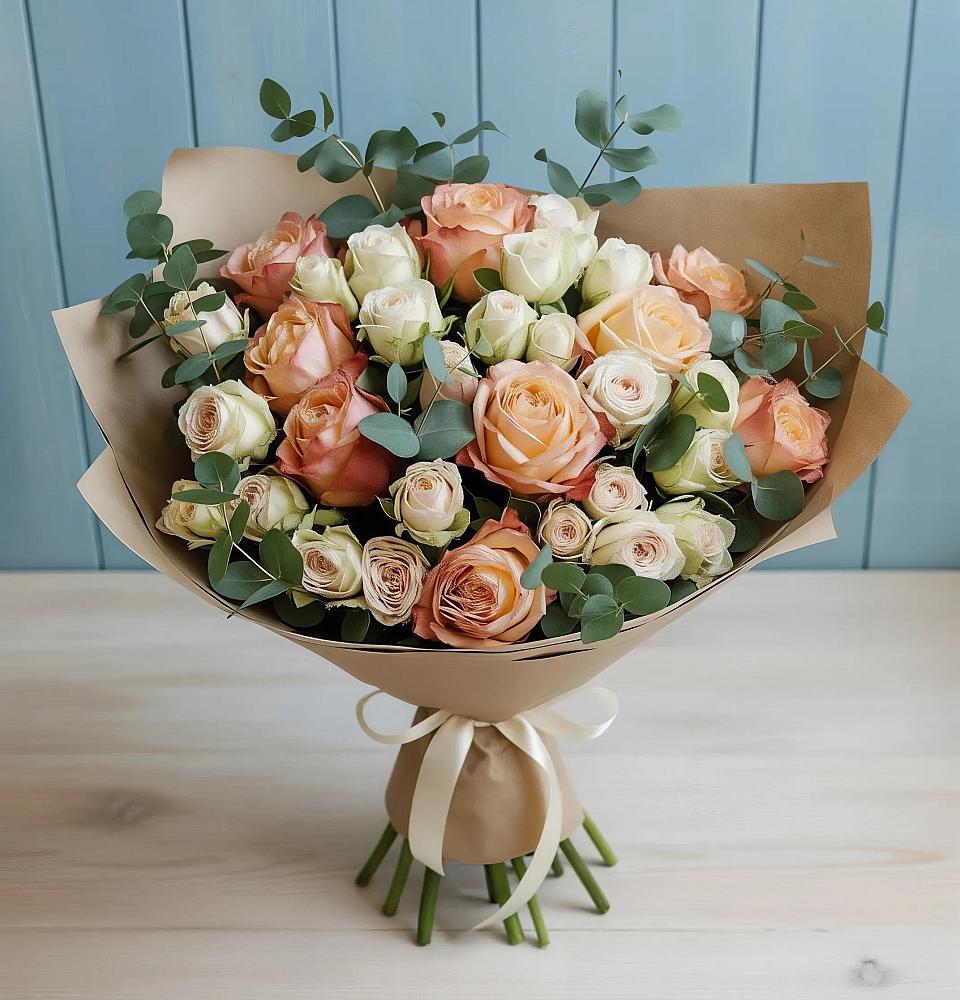 Букет цветов из: Альстромерии и Розы в Митькино