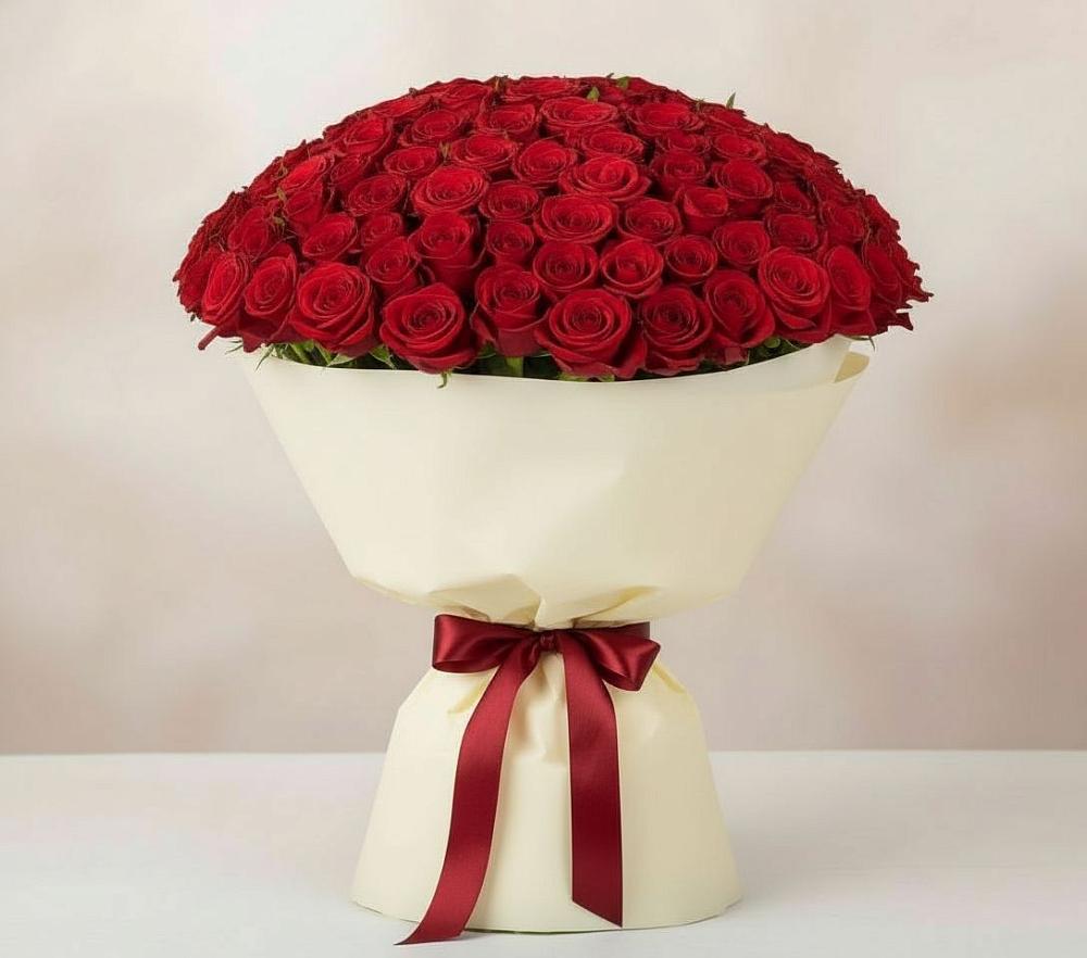 Букет 101 Красная роза Милано в Митькино