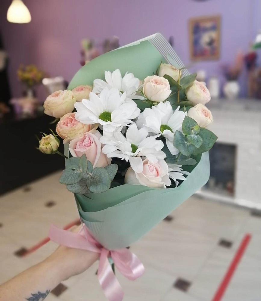 Букет цветов из: Хризантемы и Розы в Митькино