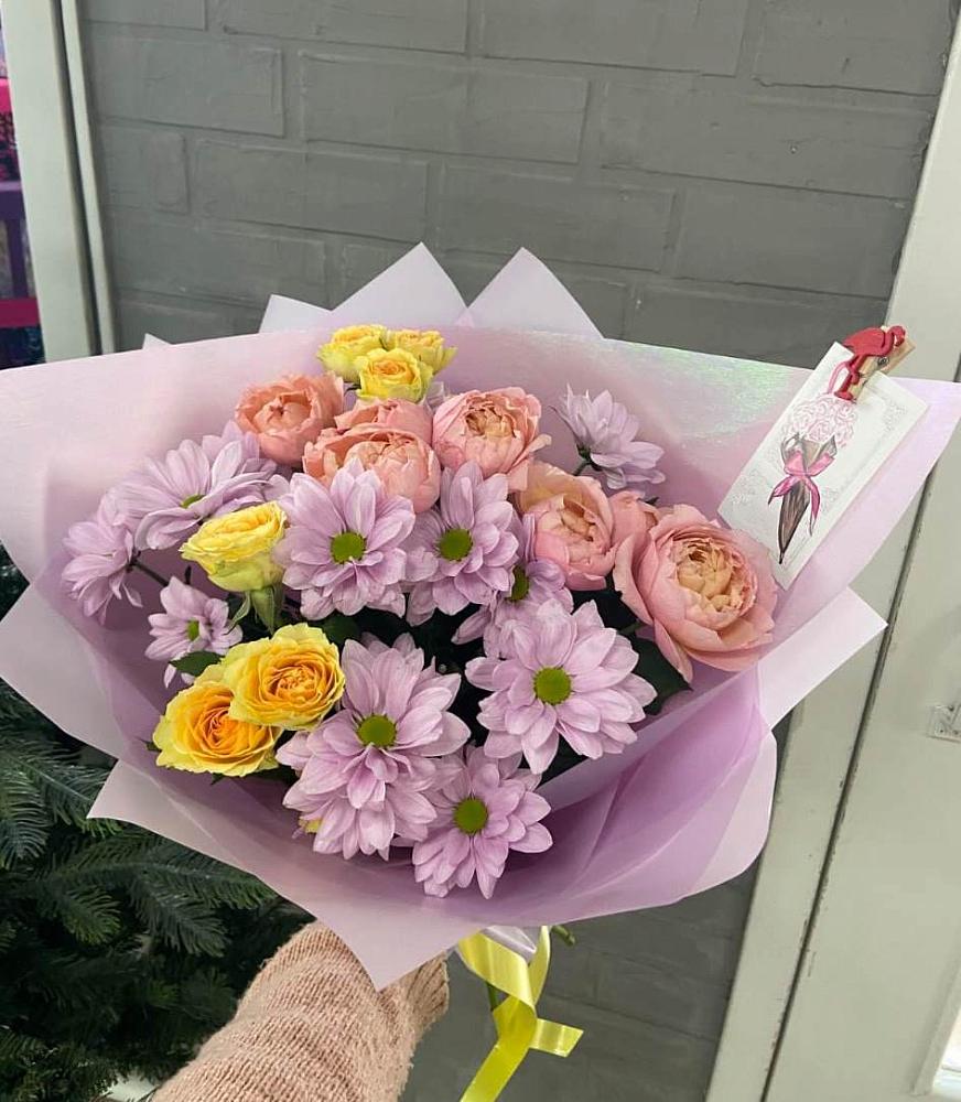 Букет цветов из: Хризантемы и Розы в Митькино