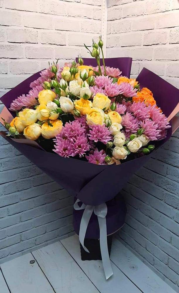 Букет цветов из: Хризантемы и Розы в Митькино