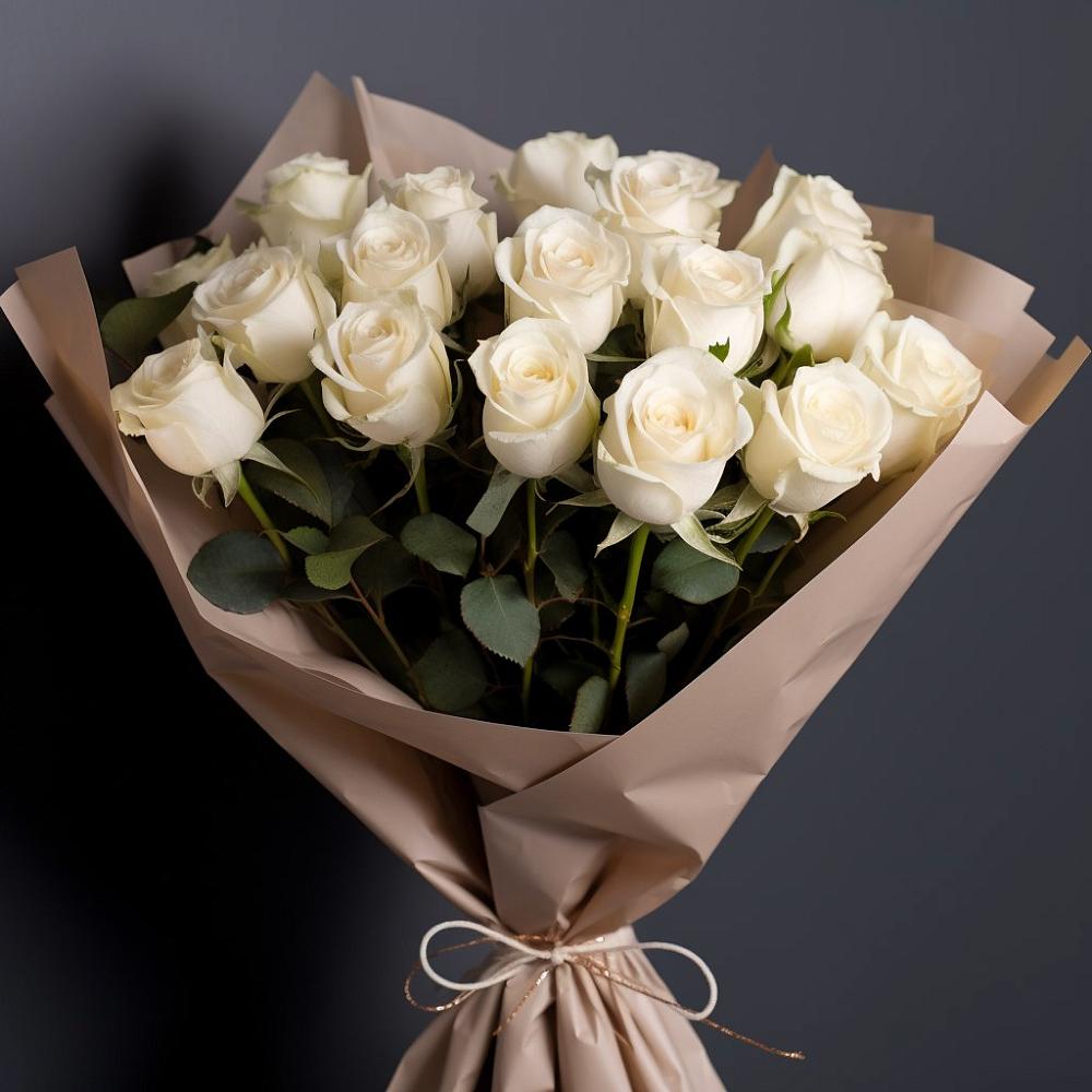 Букет 17 Белых роз в Митькино
