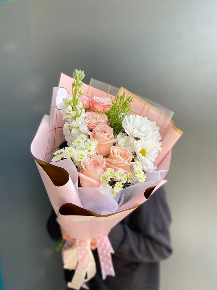 Букет цветов из: Хризантемы и Розы в Митькино