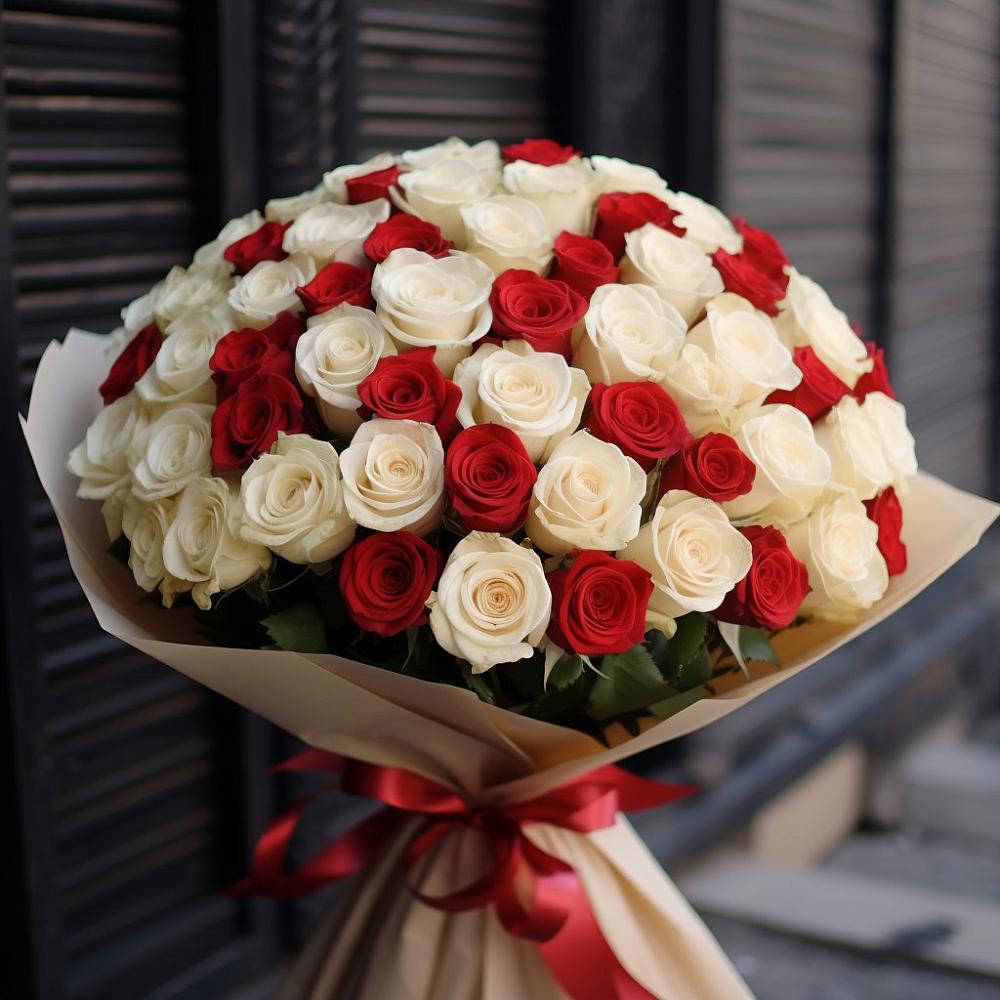 Букет Премиум микс Рэд энд Вайт в Митькино