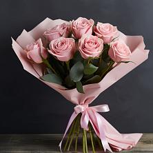 Букет 7 розовых роз в Митькино