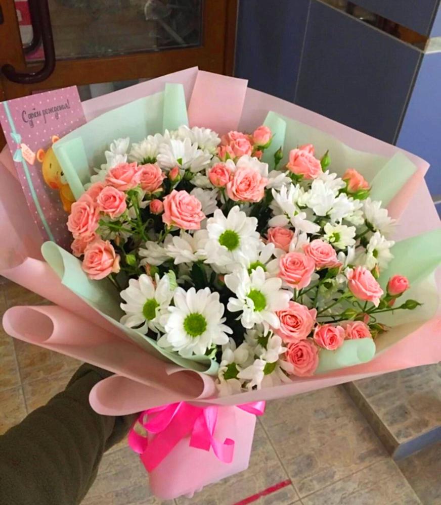 Букет цветов из: Розы и Хризантемы в Митькино