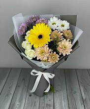 Букет цветов из:  Розы, Герберы и Хризантемы #REPLACE_PRED# Митькино