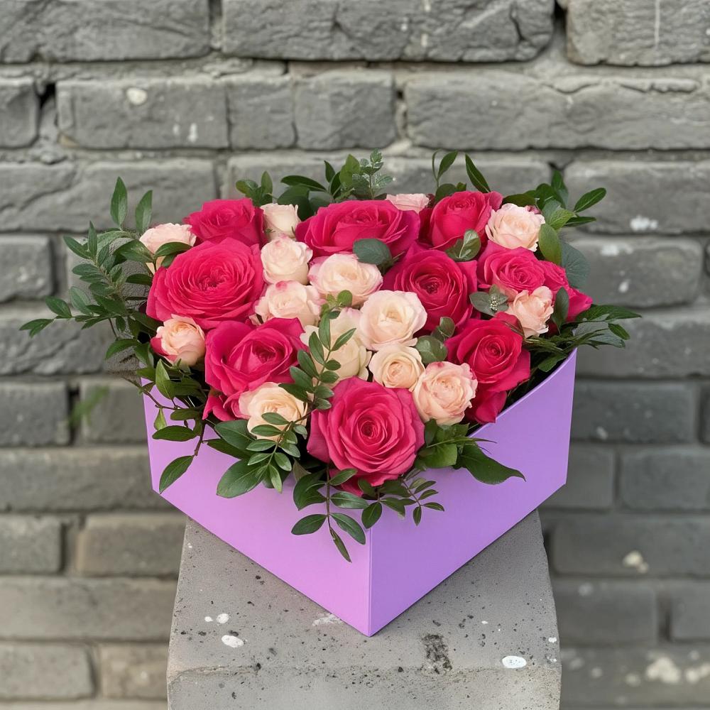 Цветочная композиция из Розы в коробке в Митькино