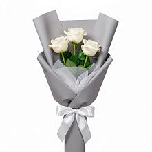 Букет 3 белые розы в Митькино