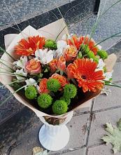 Букет цветов из:  Герберы, Хризантемы, Альстромерии и Розы в Митькино
