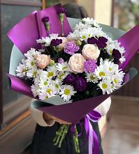 Букет цветов из:  Хризантемы, Гвоздики и Розы в Митькино