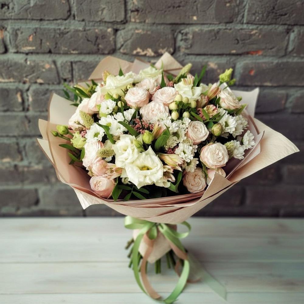 Букет цветов из: Альстромерии, Розы и Хризантемы в Митькино