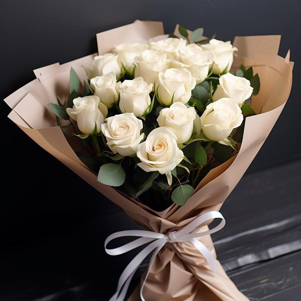 Букет 15 Белых роз в Митькино