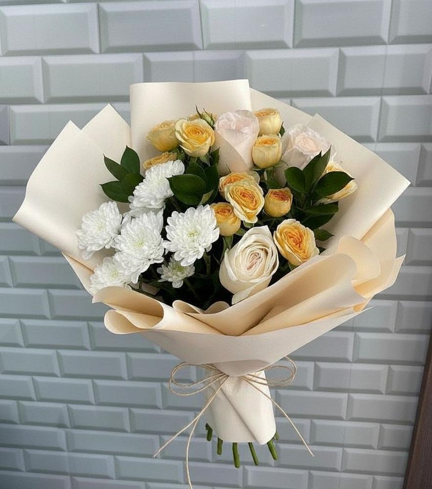 Букет цветов из: Розы и Хризантемы в Митькино