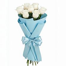 Букет 7 белых роз Проуд в Митькино