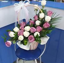 Цветочная композиция из Розы в корзине в Митькино