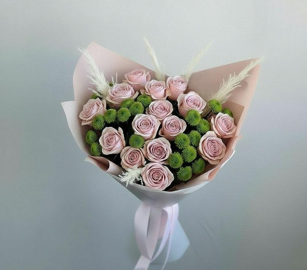 Букет цветов из: Розы и Хризантемы в Митькино