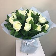 Букет 15 Белых роз Проуд в Митькино