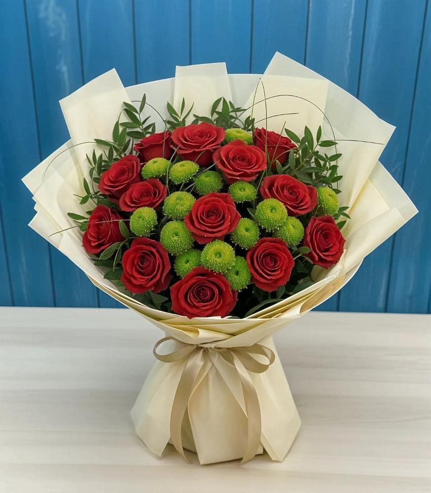 Букет цветов из: Розы и Хризантемы в Митькино