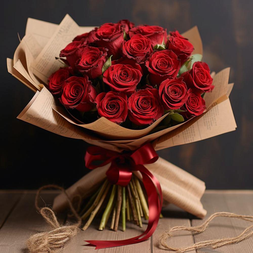 Букет 17 Красных роз Эдлесс Лав в Митькино