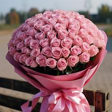 Букет 101 Розовая роза Хэвэн в Митькино