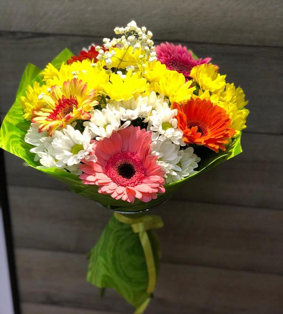 Букет цветов из: Герберы и Хризантемы в Митькино