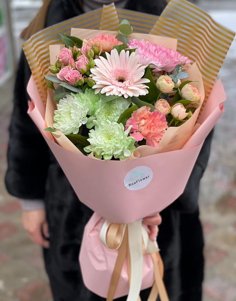 Букет цветов из: Герберы, Хризантемы и Розы в Митькино