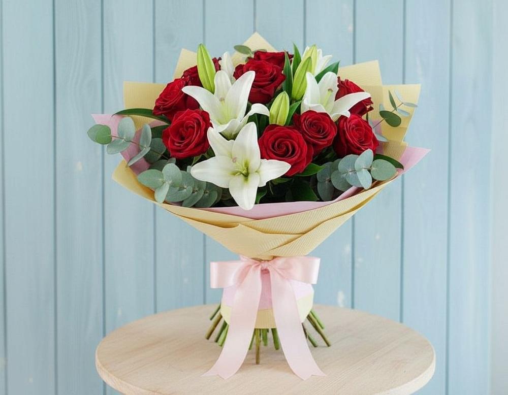 Букет цветов из: Лилии и Розы в Митькино